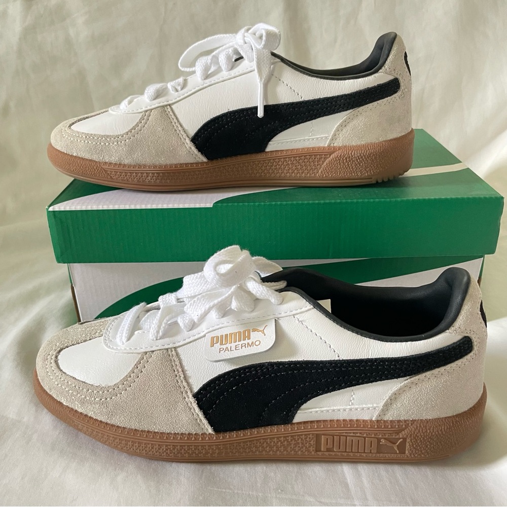 Puma Palermo White and Black Sneakers - Picture 2 of 6